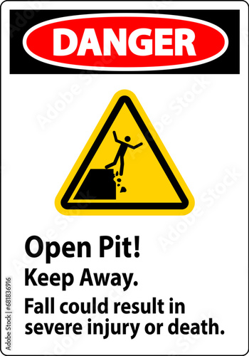 Danger Sign Open Pit Keep Away Fall Could Result In Severe Injury Or Death