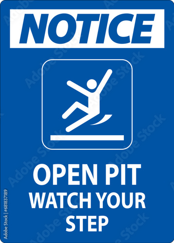 Notice Sign Open Pit, Watch Your Step