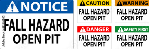 Caution Sign Fall Hazard - Open Pit