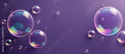 Purple Soap Bubbles Digital Background Design Graphic Banner Website Flyer Ads Gift Card Template