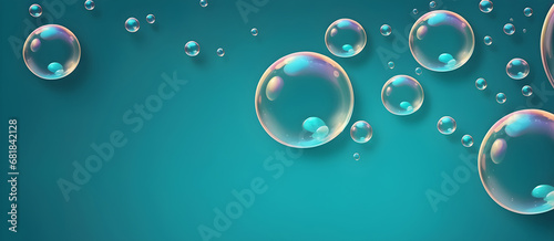 Turquoise Soap Bubbles Digital Background Design Graphic Banner Website Flyer Ads Gift Card Template