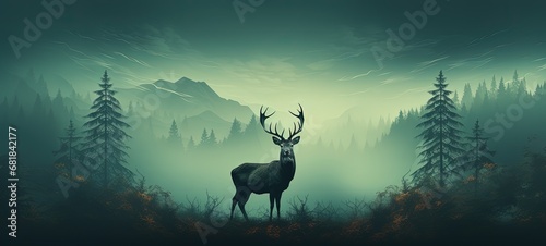 Majestic Deer in a Picturesque Forest Scene