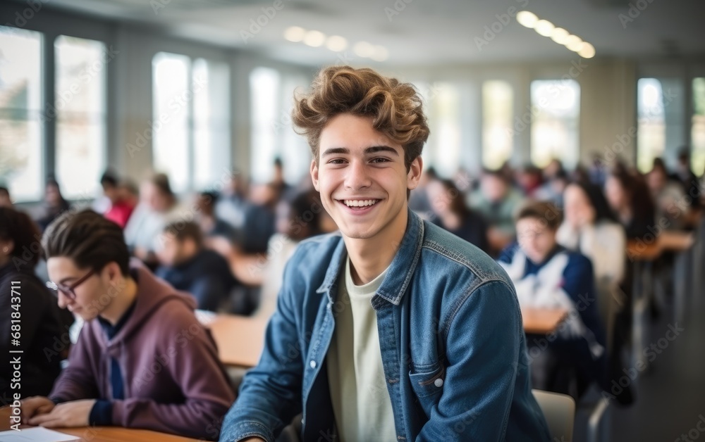 Happy student, university class Happy student, university class