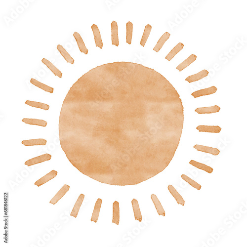 Whimsical boho sun element in neutral colors, baby shower and wedding invitation, nursery decor