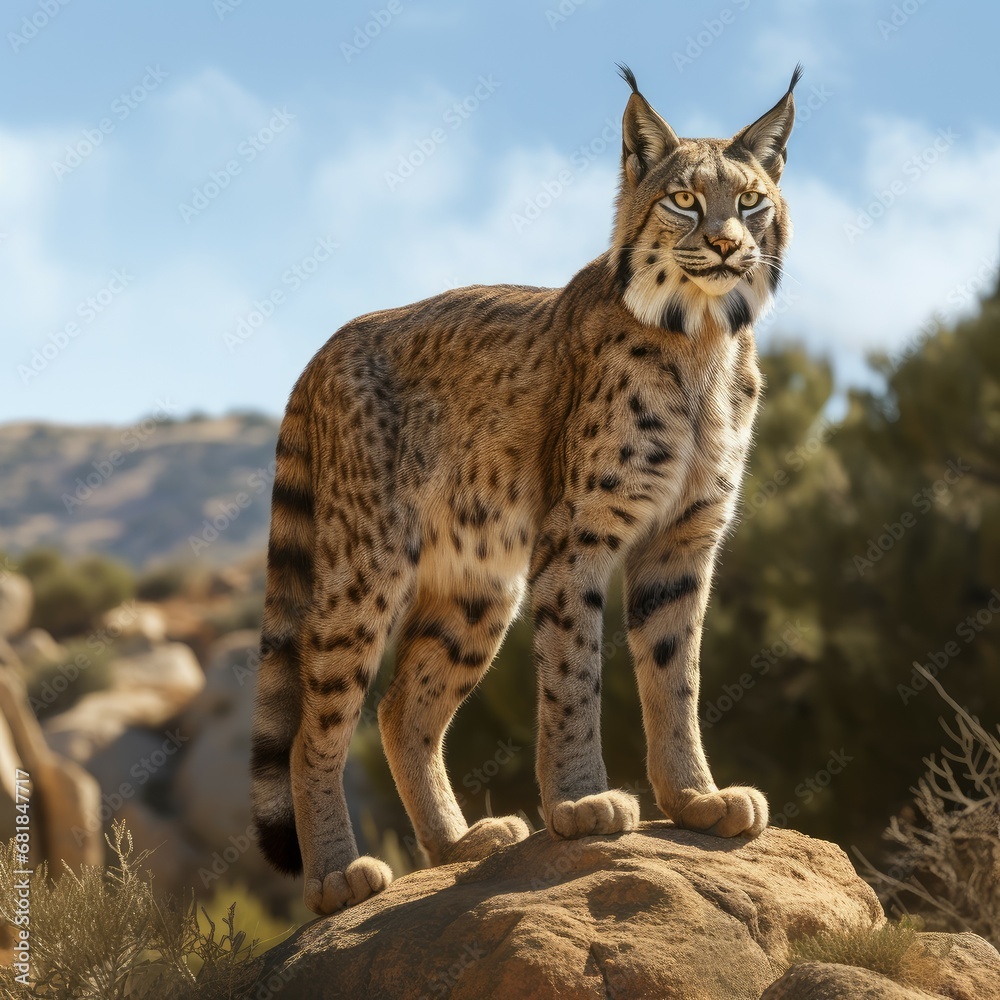 Fototapeta premium Iberian lynx forest animal. Mammal predator. Generate Ai