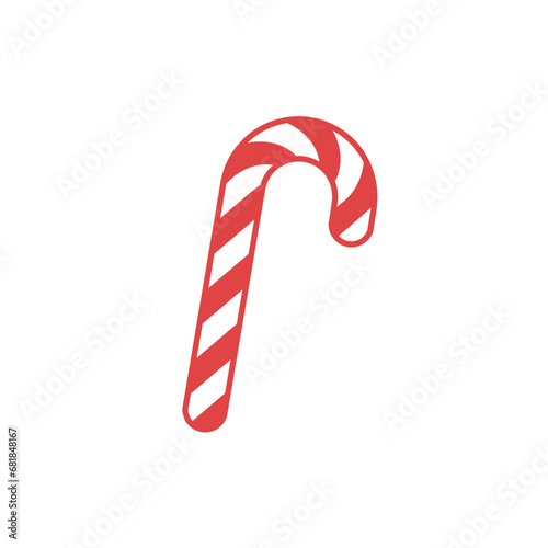 Candy cane - simple Christmas icon. New year decoration symbol. Vector illustration.
