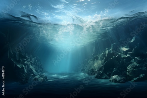 Massive Underwater iceberg. Ocean nature landscape. Generate Ai © juliars
