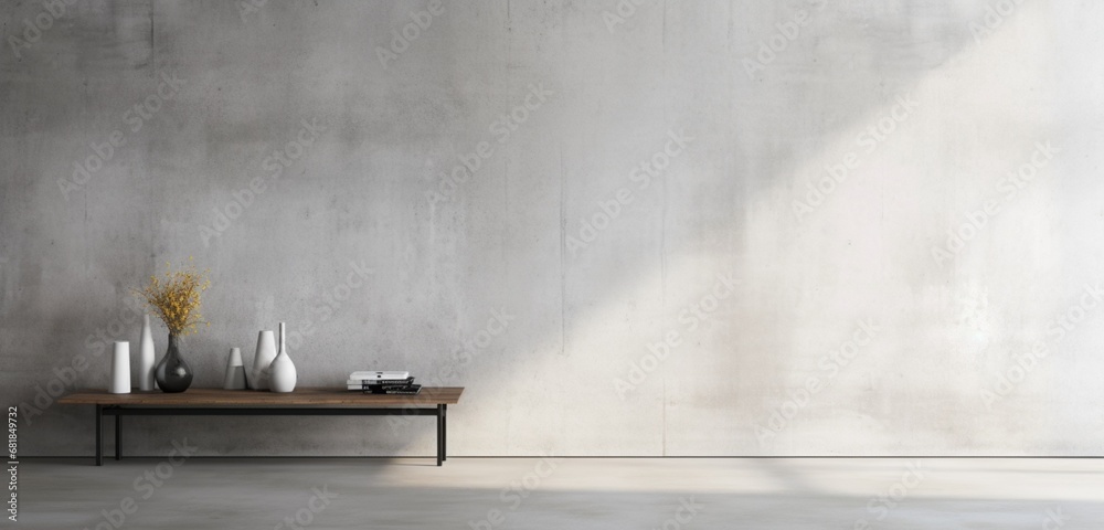 A light gray concrete wall with minimalistic details.