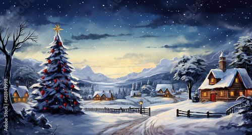 Christmas holiday greeting card design © VSzili