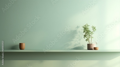 A calming  seafoam green wall with a smooth  matte finish
