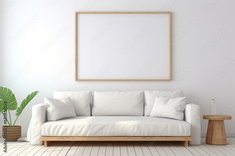 Fototapeta premium インテリア背景のモックアップフレーム,Mock-up frame of interior background,Generative AI