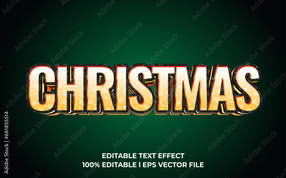 Christmas 3d text effect, editable text fot template headline