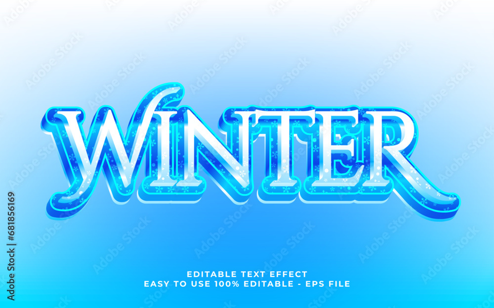 Winter 3d text effect, editable text fot template headline