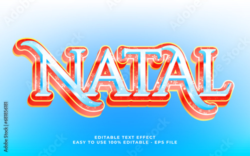 merry christmas in portuguese 3d text effect, editable text fot template headline