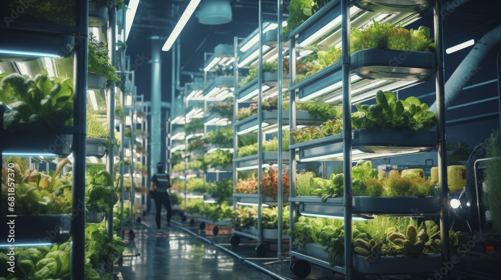 Vertical farming advanced agriculture innovative hydroponics urban food production futuristic