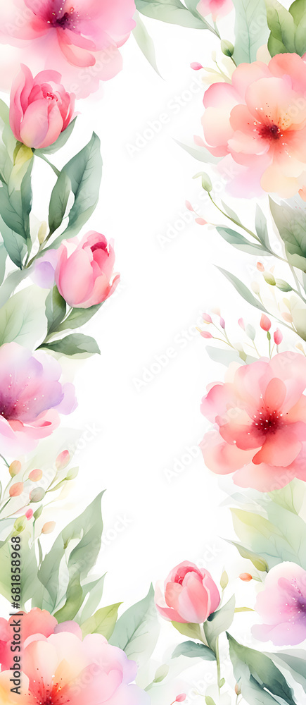 Abstract Watercolor Flower Painting Background Art Illustration Postcard Digital Artwork Banner Website Flyer Ads Gift Card Template