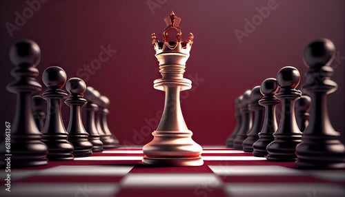 leader success king chess piece red carpet board game concept business strategy idea 3d rendering competition move play power competitive intelligence leadership teamwork fight battle pawn