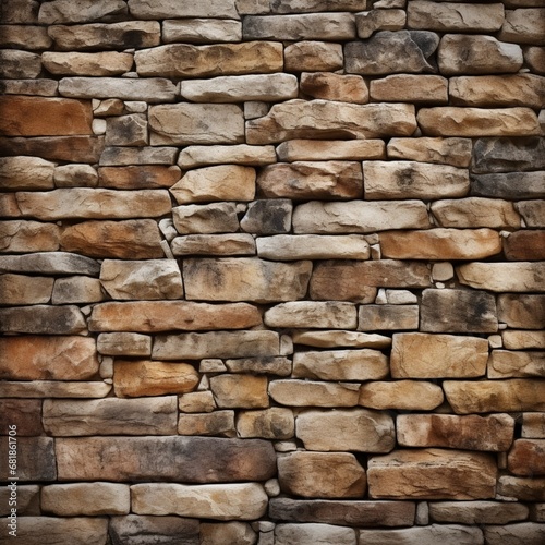 Rough-hewn stone wall in natural earth tones  with visible texture and depth