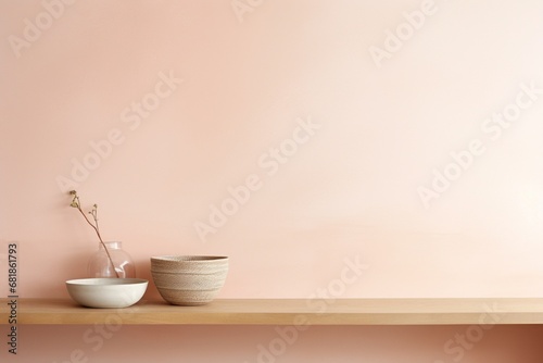 Soft, peach-toned wall with a delicate, matte finish