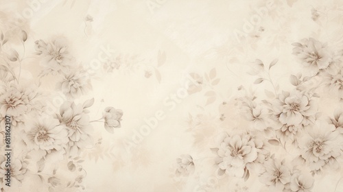 Wallpaper with a subtle, elegant floral pattern on a cream background