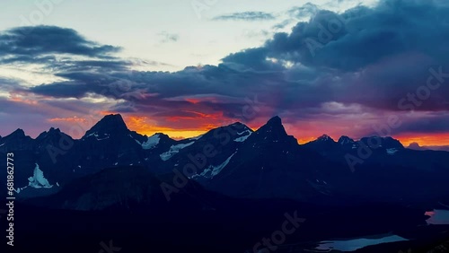 Vivid Colorful Sunset On Top Of Rocky Mountain Peaks