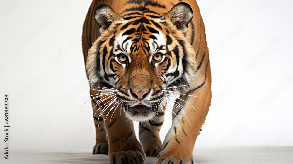 Obraz premium tiger on white background HD 8K wallpaper Stock Photographic Image 