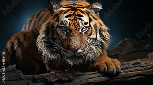 tiger on the rock HD 8K wallpaper Stock Photographic Image 