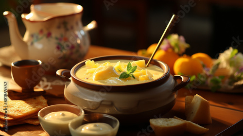 soup with croutons HD 8K wallpaper Stock Photographic Image 