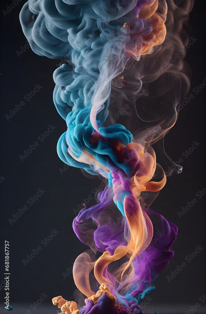 multi colored smoke isolated on dark background. ai generative multi colored smoke isolated on dark background. ai generative
