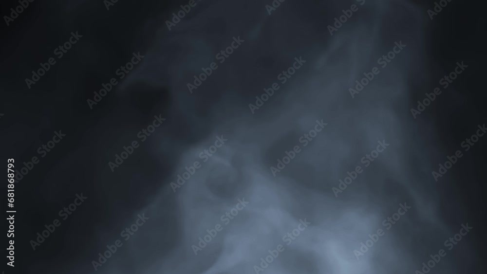 Soft Fog in Slow Motion on Dark Backdrop. Realistic Atmospheric Gray Smoke on Black Background. White Fume Slowly Floating Rises Up. Abstract Haze Cloud. Animation Mist Effect. Smoke Stream Effect 4K