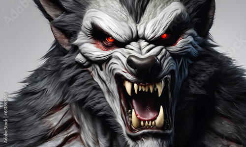 Zombie Werewolf Portrait Background Image Digital Render Banner Website Horror Poster Halloween Card Template