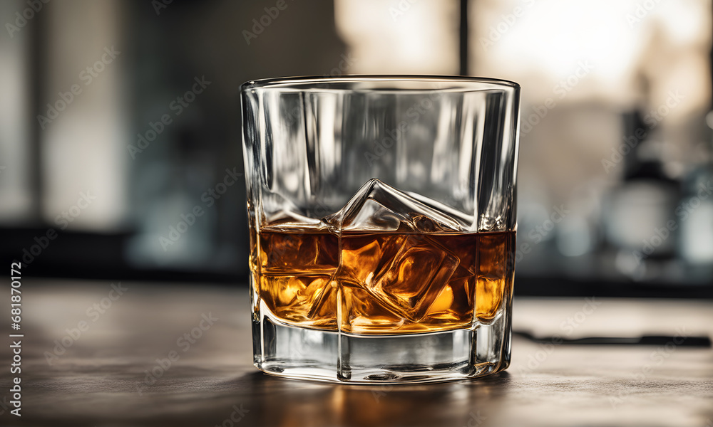 Glass of Whiskey Digital Render Background Image Bar Banner Website Ads Poster Halloween Card Template
