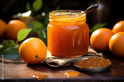 Reusable Orange jam jar. Natural organic. Generate Ai