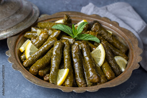Traditional delicious Turkish foods; stuffed leaves (yaprak sarmasi)