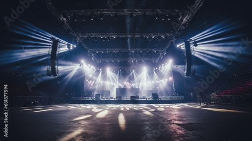 empty stage festival stage podium scene, online virtual concert background photo