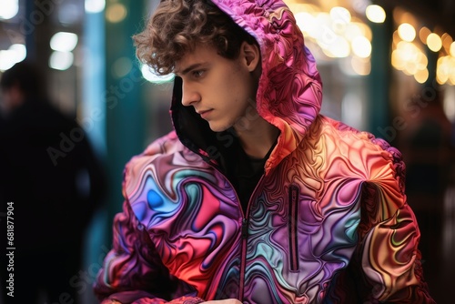 A model wearing fractal art clothes. photo