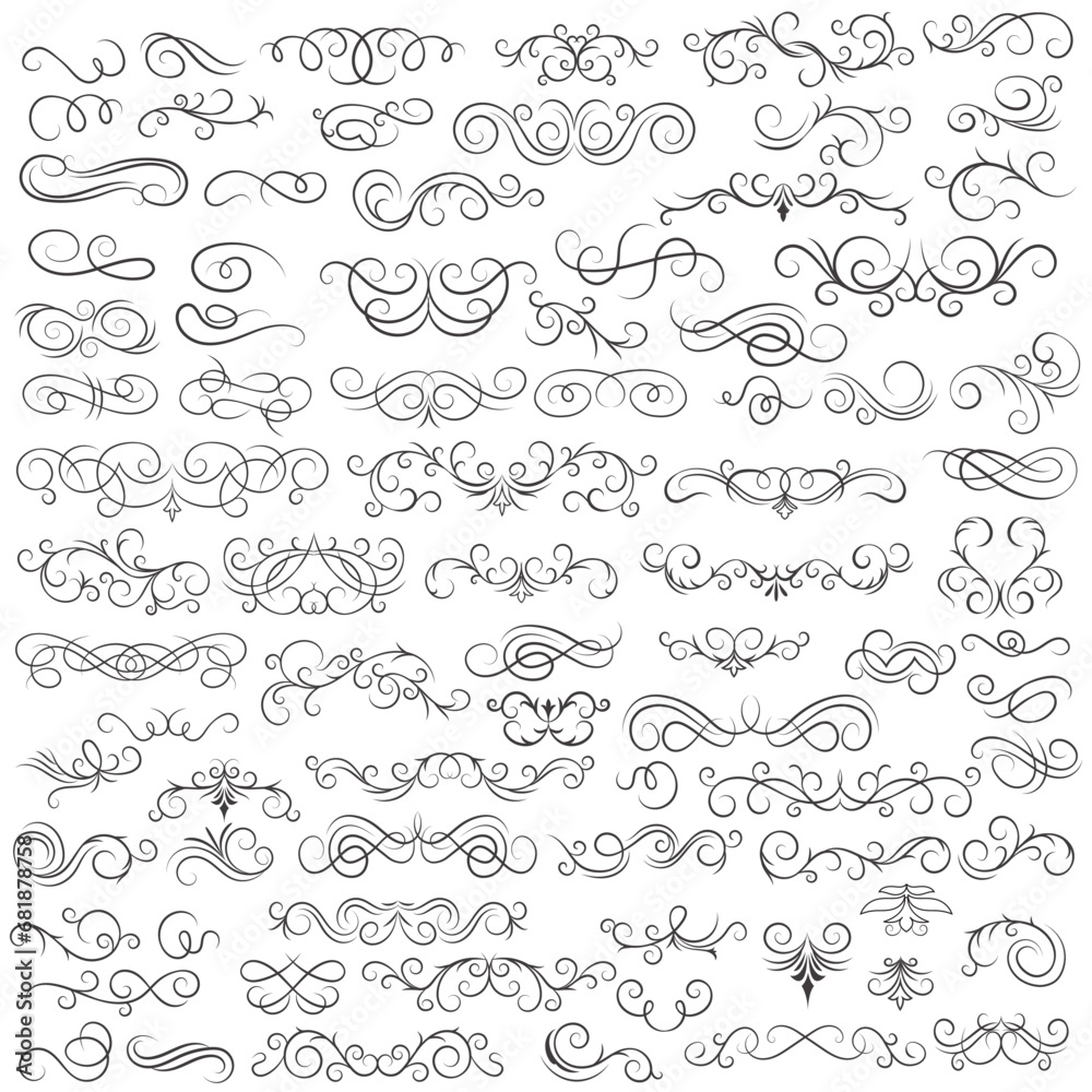 Vector graphic elements for design vector elements. Swirl elements decorative illustration. Classic calligraphy swirls, greeting cards, wedding invitations, royal certificates and graphic design.