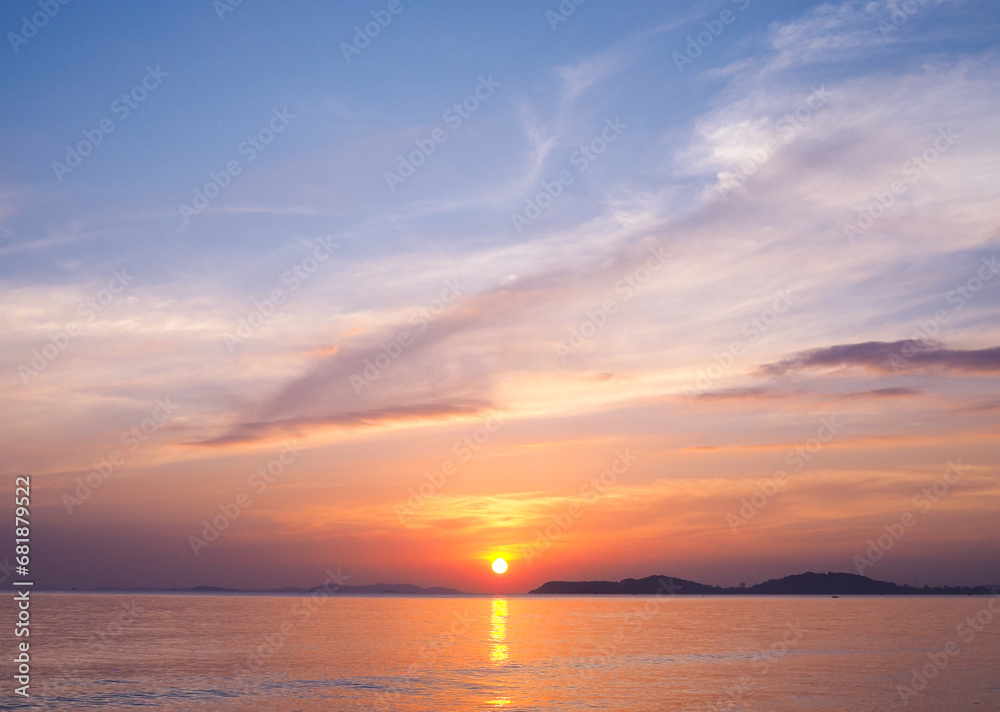 View of sea with during sunset for nature background