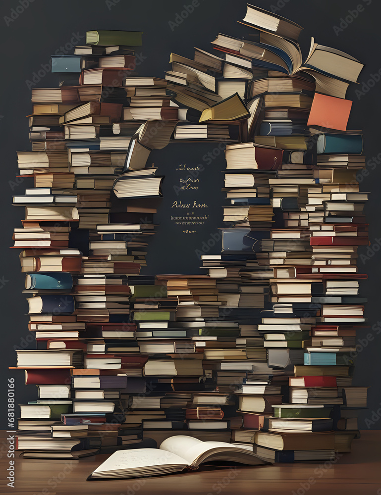 stack of old books Ai generative stack of old books Ai generative