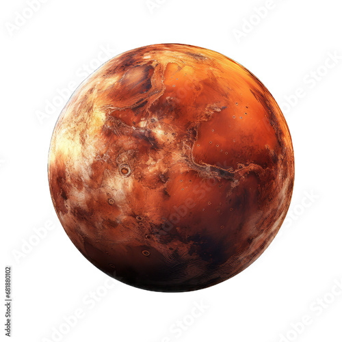 Mars planet isolated on white PNG transparent background