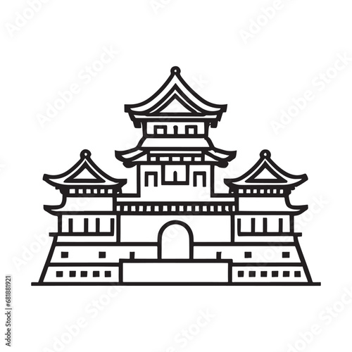 simple line illustration of chinese or japanese architecture