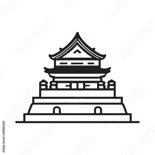 Fototapeta Naklejka Na Ścianę i Meble -  simple line illustration of chinese or japanese architecture
