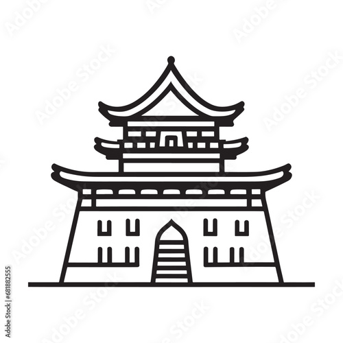 simple line illustration of chinese or japanese architecture