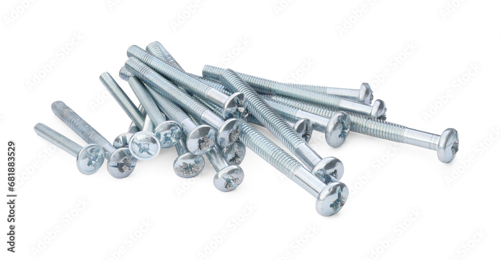 Metal bolts isolated on white. Hardware tool Metal bolts isolated on white. Hardware tool