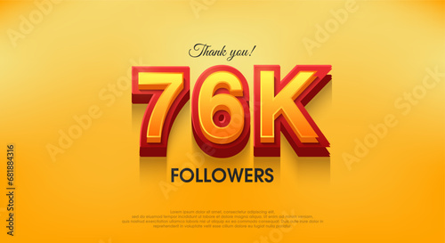 Thank you 76k followers 3d design, vector background thank you.