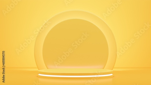 Abstract mock up scene yellow pastel color. geometry shape circle light podium background for product. 3d rendering podium © Krzysztof