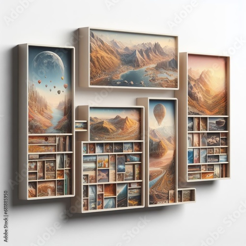 shelves with books and ceramics