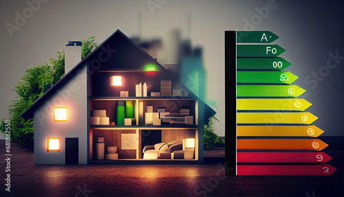 energy efficiency concept rating chart agram ecological house low consumption renovation insulation efficient green certificate ecology environment classification technology evaluation electric photo