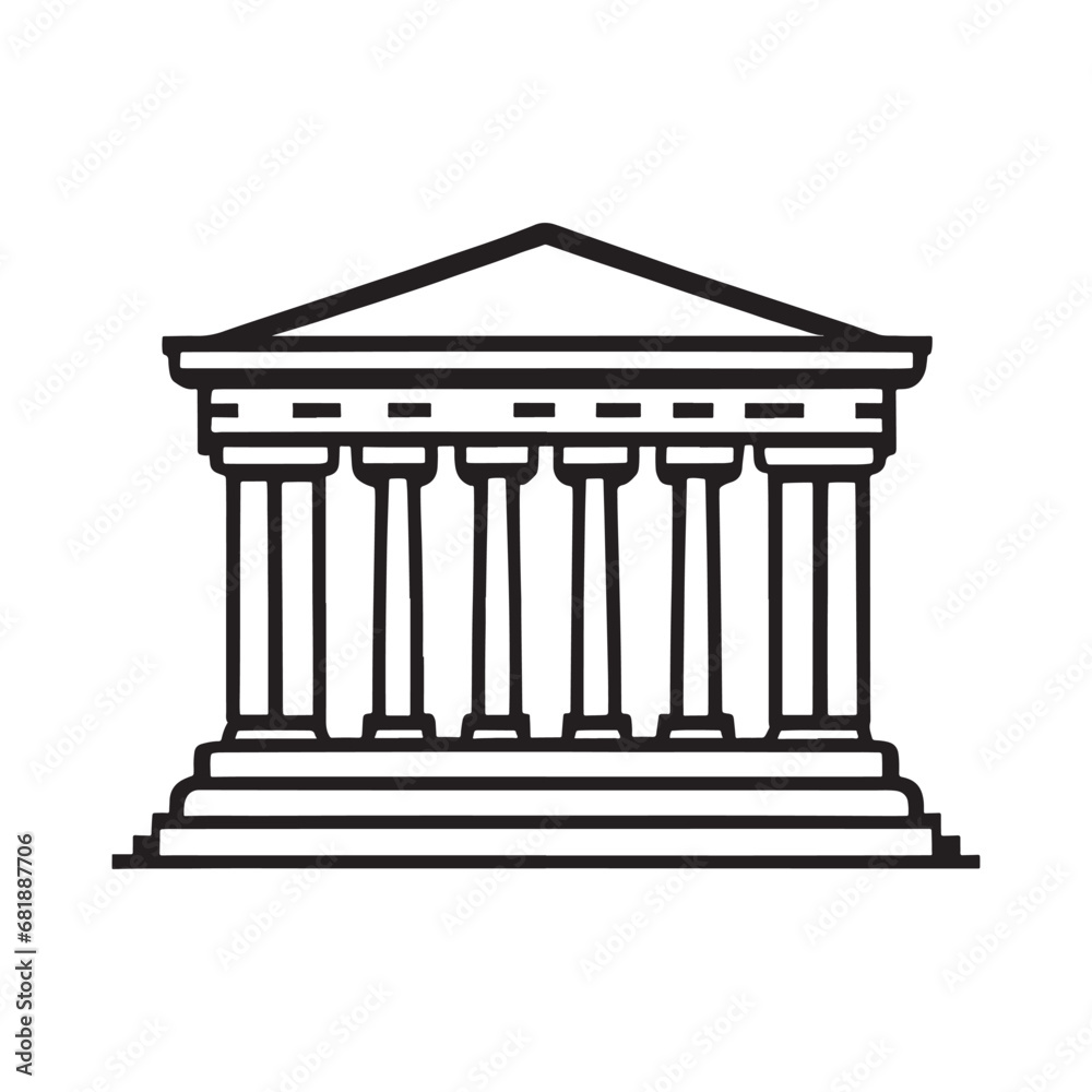 simple line illustration of greek building