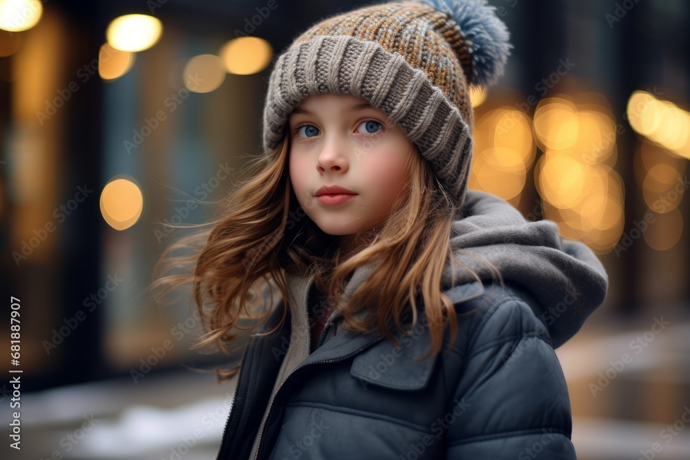 Portrait of a cute little girl in winter coat and hat. Portrait of a cute little girl in winter coat and hat.
